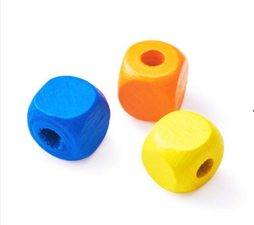 Imagen 3 de 4 de Cuentas De Madera Cubos Multicolor 10 Mm X 100 Unidades