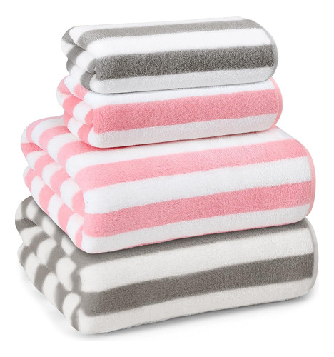 Toallas De Baño 4 Pcs Absorbente Juego De Toalla De Lana