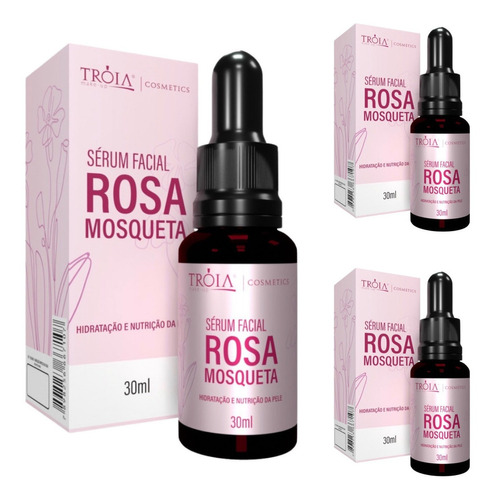 3 Sérum Tróia Hair Facial Rosa Mosqueta Hialurônico Colágeno Tipo de pele Normal