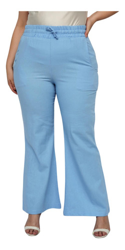 Pantalón De Lino Talla Extra, Modelo 2904 (azul Cielo)