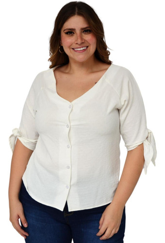 Blusa De Escote V, Talla Extra, Modelo 7375 (blanco)