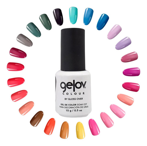 Gelov Gama Flair Gel Para Uñas 25 Tonos 15g Gloss Over