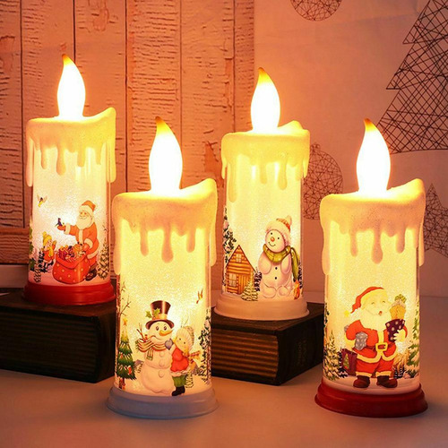 Lámpara Led De Navidad Con Forma De Vela Brillante Y Parpade