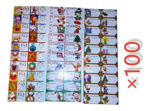 Pack 100 Stickers Etiquetas Para Regalos Navidad +20 Cintas 