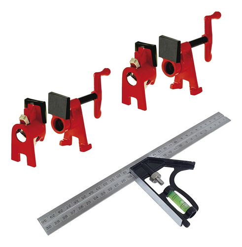 Kit 2 Pipe Clamp + Esquadro Combinado Com Nível - CHARBS