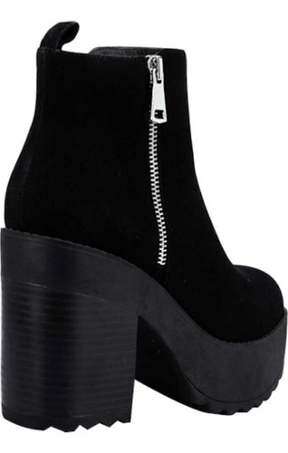 Botas Botines Tacon Alto Ancho Plataforma Negro 10cm