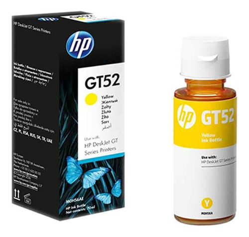 Botella De Tinta Hp Gt52 Color Amarillo M0h56al