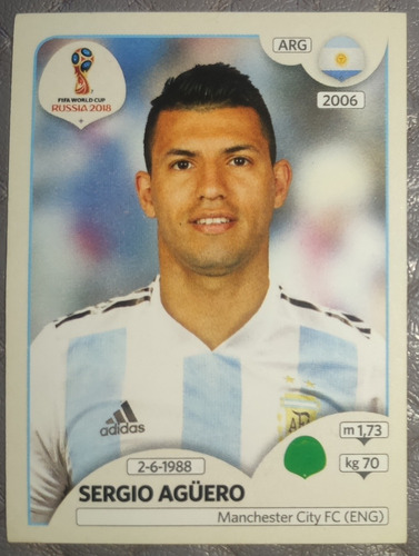 Figurita N°278 Kun Aguero Selec Argentina Mundial Rusia 2018