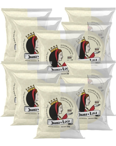 Imagen 3 de 9 de Alfajor Juana La Loca Chocolate Blanco Caja 10 Unidades 80gr