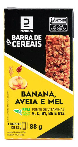 Barra De Cereal Decathlon Sabor Banana, Aveia E Mel