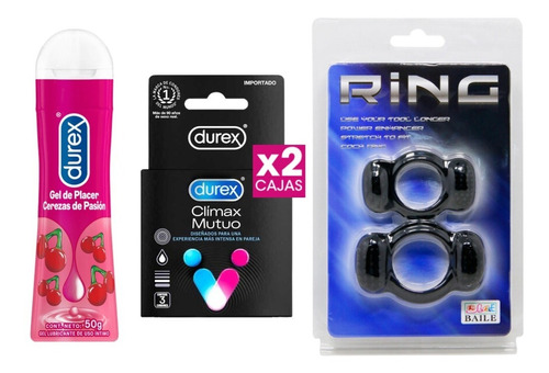 Combo Preservativos Máximo Placer+ Anillos Duo Rp+ Gel Lub.