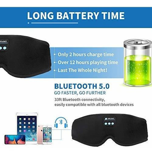 Audifono Para Dormir Antifaz Musica 3d Apagado Bluetooth