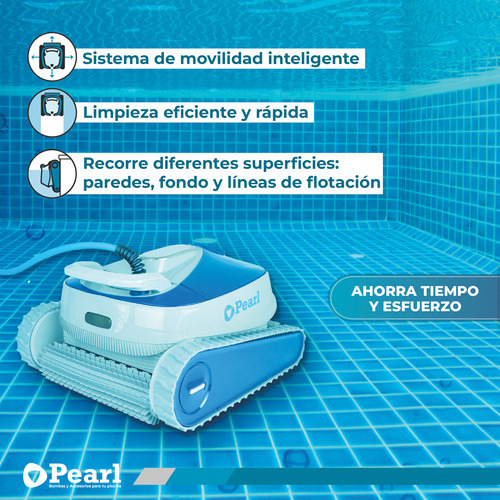 Robot Barrefondo Limpia Piscina Pearl Color Celeste