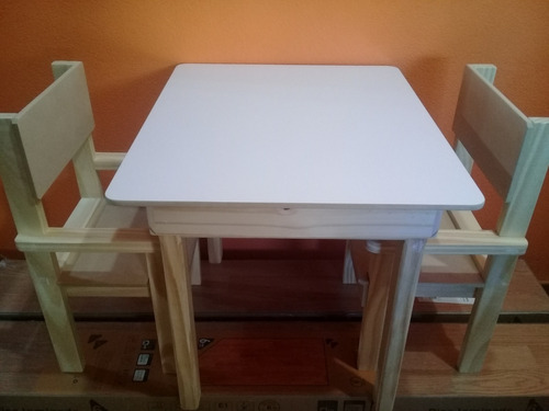 Mesa Pizarra Blanca Marcador Con Tapa Y 2 Silla Apoyabrazo