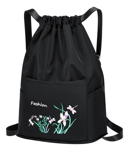 Mochila Bordada De Gran Capacidad Con Cordón Plegable En For