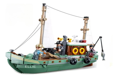 Estupendo Set De Construcción De Barcos De Pesca Con Tiburon