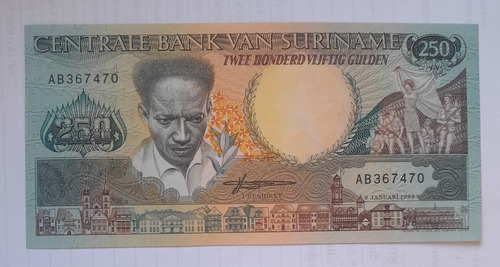 Billete De 250 Guiders, Surinam (fauna), Año 1988, Unc