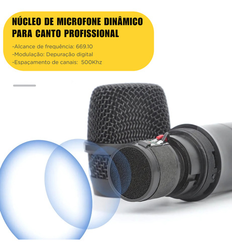 Microfones Duplo Sem Fio Smart Profissional Dinâmico Karaoke