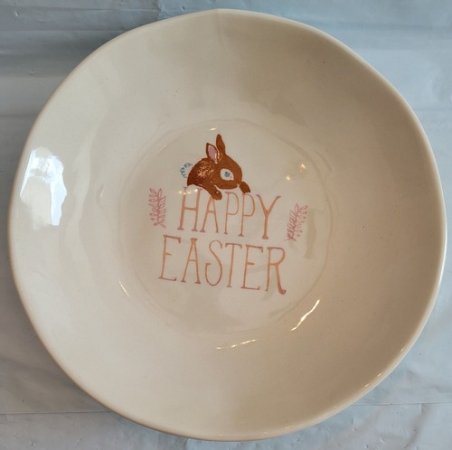 Plato Cerámica Pascua Diseño Conejo Happy Easter Tannat Deco Beige