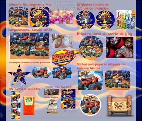 Kit Imprimible Blaze And The Monster Machine Candy Editable