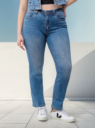 Jeans Mezclilla Estilo Recto Mujer