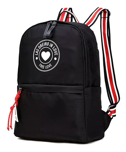 Imagen 3 de 4 de Mochila Las Oreiro Mujer Urbana Grande Nylon Negra