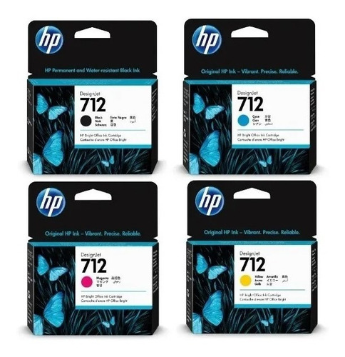 Cartuchos Kit  Hp 712 N 38ml + 712 C-m-y Originales X4