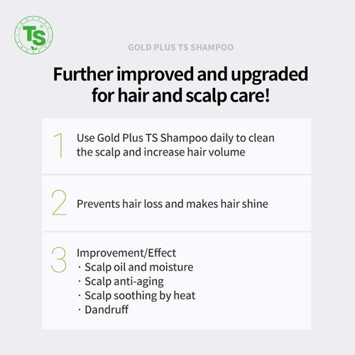 Champú Gold Plus Ts Para Crecimiento Y Grosor Del Cabello, 5