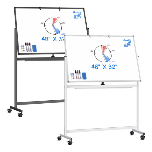 Caballete Tablero Blanco Rodante Rueda 48 X 32  Pizarra Cara