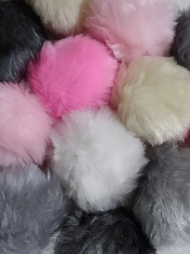 Pompones De Piel Peluche De 7 Cm Aplique Por Mayor 