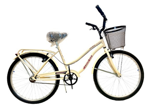 Bicicleta paseo femenina Kelinbike Full R26 frenos v-brakes color crema con pie de apoyo  