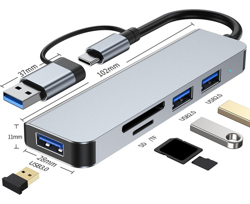 Multi Puerto Usb3.0 Y Usb C Hub Convertidor De Estación De