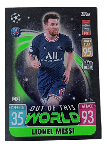 Figurita Lionel Messi Psg Topps Match Attax Importada 2022