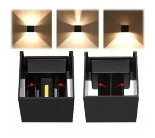 Imagen 3 de 7 de Foco Aplique Cuadrado Para Pared Luz Led Exterior Corriente