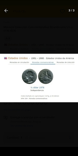 Imagen 2 de 3 de Moneda Coleccion Commemorativa Bicentenario U.s.a 1776-1976