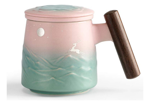 Tang Pin Moon Deer - Taza De Te De Ceramica Con Infusor Y Ta