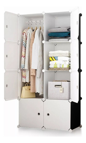 Closet Ropero Organizador Plastico 8 Cubos Portatil Armable Color Blanco