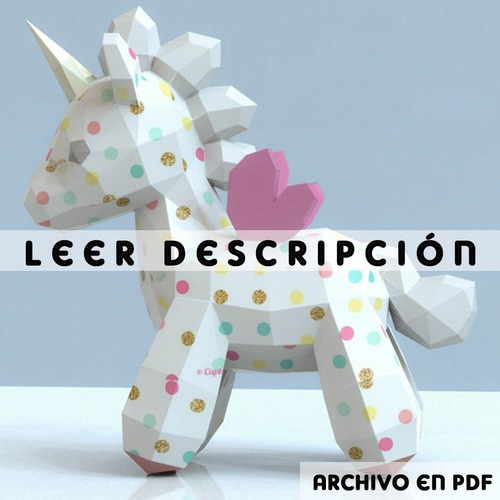 Papercraft Para Armar Unicornio Bebe Cuerpo Completo 