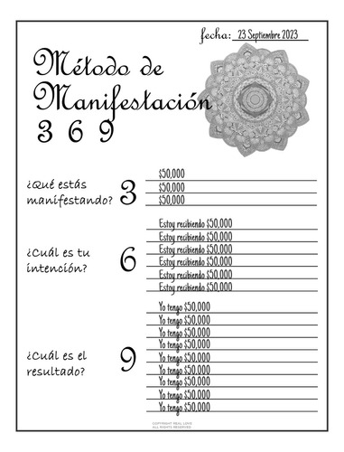 Ley De Atraccion Manifestacion Tecnica 369 Tesla Imprimible