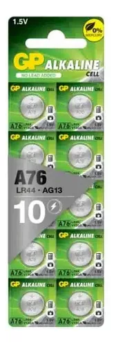 3 pilas de botón alcalinas GP A76 LR44 AG13 de 1.5 V x (20) pilas alcalinas