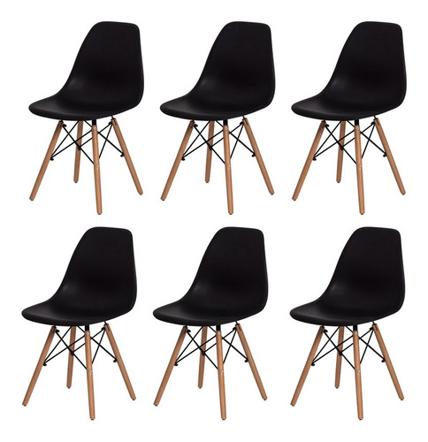 Imagem 1 de 6 de 6 Cadeiras Charles Eames Eiffel Base Madeira Varias Cores