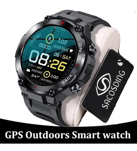 Smartwatch militar impermeável masculino com GPS ao ar livre
