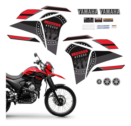 Kit Adesivos Yamaha Lander Xtz 250 2023/2024 Vermelho + Logo