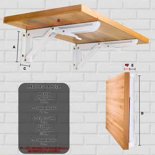 Mão Francesa 20cm Cantoneira Invisível Suporte Invertida Aço Reforçado Rrf