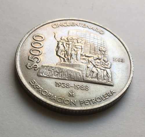 Moneda Conmemorativa$5000 50 Años Expropiación Petrolera1988 (Usado)
