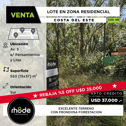 Amplio Terreno A La Venta En Costa Del Este - Av 3 E/ Malvones Y Madreselvas