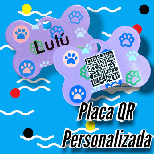 Placa De Identificación Para Perro  Con Qr Morado Animal Tag