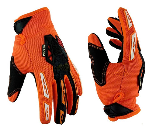 Par Guantes Moto Signx Naranja Negro Medianos Largo 20-22cm