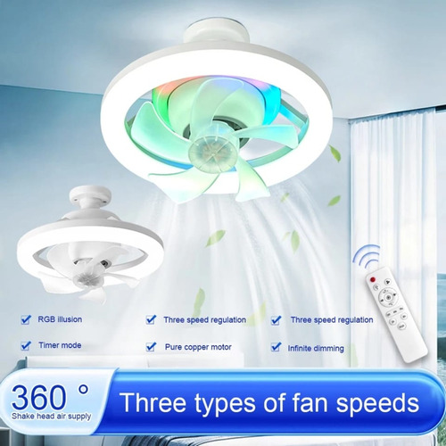 Ventilador Foco Lampara Led Rgb Socket 360° 50w Control