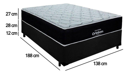 Cama Box Casal Suede+colchão Molas Ensacadas Antares Ortobom